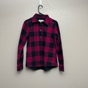 Orvis Women’s Pink & Black Plaid Button Up Barbie Flannel‎ Size Small